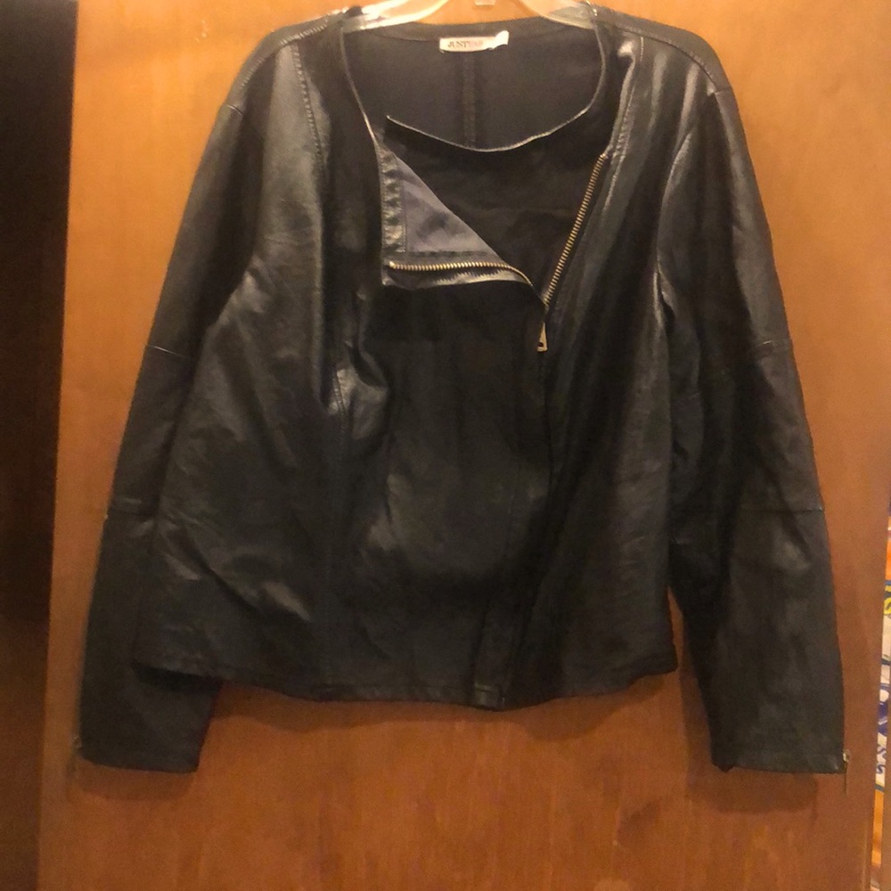 Plus size Black Moto Jacket with zipper accents